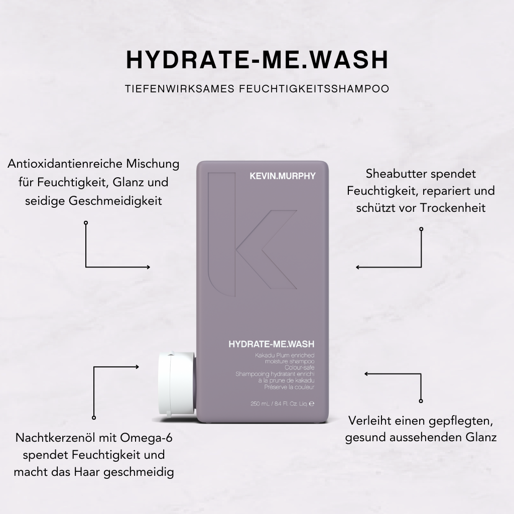 KEVIN.MURPHY HYDRATE-ME.WASH Infografik: Tiefenwirksames Feuchtigkeitsshampoo
