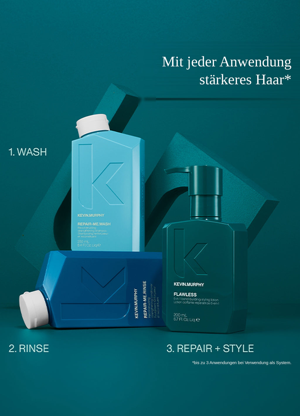 REPAIR-Routine: WASH, RINSE und FLAWLESS für stärkeres Haar