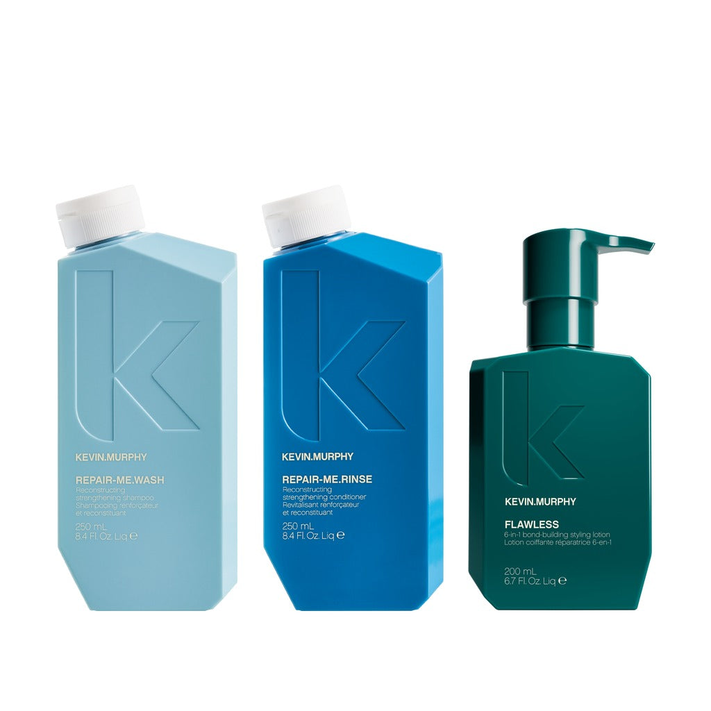 KEVIN.MURPHY REPAIR Set mit FLAWLESS – REPAIR-ME.WASH, REPAIR-ME.RINSE & FLAWLESS Styling-Lotion